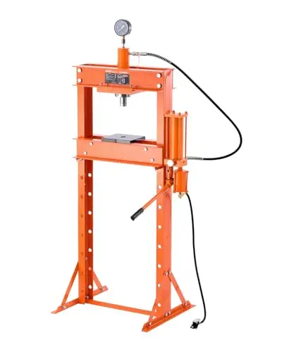 VEVOR Presse d'Atelier 20 T, Presse Hydraulique et Pneumatique à Cadre en H, avec Plaque de Pressage et Support Triangulaire, Réglable, Autoportant, Adaptée au Pliage, au Redressage, Emboutissage