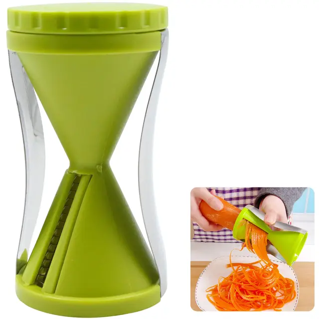 Coupe Légumes en Spirale Spiraliseur - Spaghettis de Spiralizer Manuel Multifonction pour Nouilles, Carotte, Concombre, Courgette Slicer Maker, d'asperges, Vert, 1 Pièce