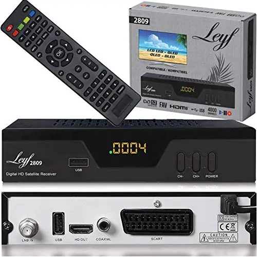 Leyf 2809 Récepteur Satellite numérique (HDTV, DVB-S/S2, HDMI, péritel, 2 Ports USB 2.0, Full HD 1080p) [Préprogrammé pour Astra Hotbird Tursat]