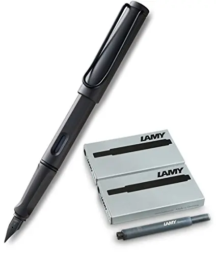 Lamy - Stylo plume Safari - Pointe : F., Umbra + 10 Patronen Schwarz, Füllfederhalter Safari