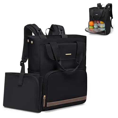 GOLF SUPAGS 25L Sac a Langer Bebe avec Matelas à Langer Portable et Sangles pour Poussette, Sac a Dos Isotherme, Sac à Dos à Langer Maternité, pour Maman ou Papa (Noir)
