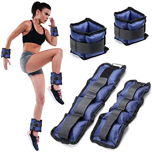 BAKAJI Lot de 4 poids pour poignet et cheville de 2 kg + 1 kg entraînement de gymnastique aérobic Fitness renforcement musculaire en néoprène avec fermeture déchirure et boucle réglable