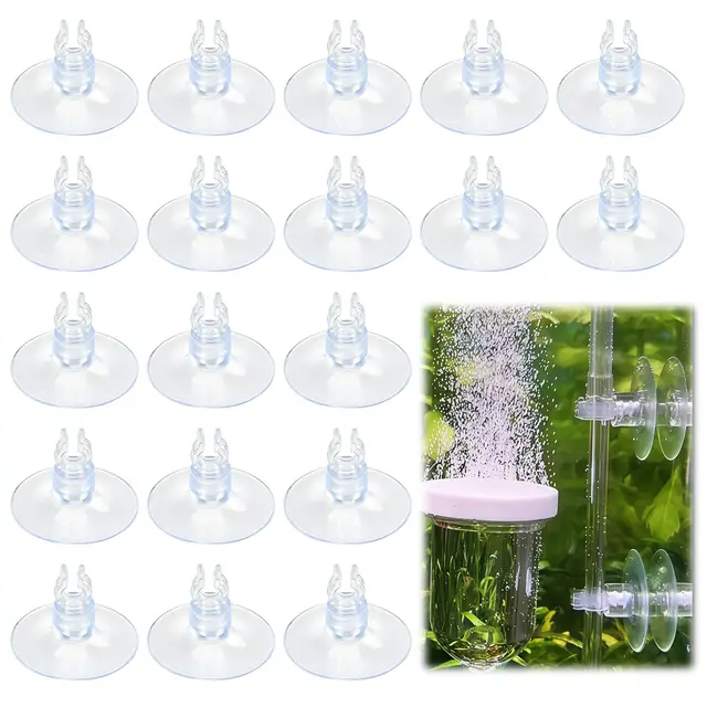 Ventouse Aquarium, 20 PCS Transparente 5mm avec Clips Petite Ventouse pour Aquarium Tube et Accessoires Ventouses de Fixation pour Pompe à Air et Décoration
