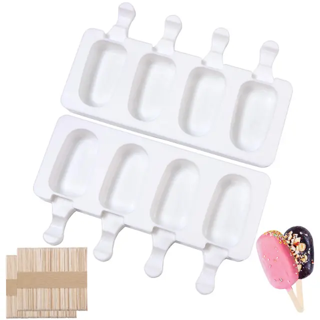 Moule à Glace en Silicone,Moule à Esquimaux,Ice Cream Moules,Ice Pop Mold,Popsicle Ice Maker,Moule Magnum Cake sans BPA,DIY Fait à la Main Crème Glacée pour Enfants et Adultes+100 pcs Bâtons En Bois