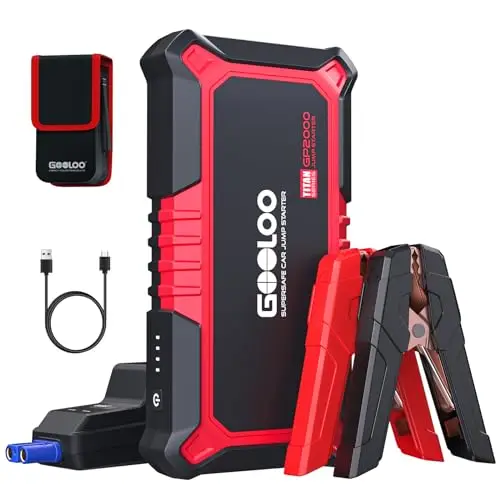 GOOLOO Booster Batterie Voiture 2000A GP2000 12V Démarreur Supersafe (Jusqu'à 8,0L Essence 6,0L Gazole) Jump Starter avec Pinces sécurité intelligentes+Lampe LED+Sorties ChargeRapide 3.0