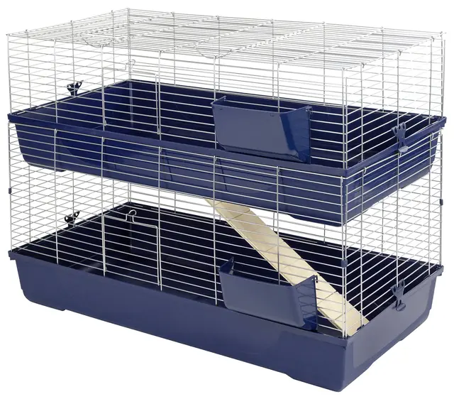 Kerbl Cage pour Petits Animaux Maxi Baldo Twin, Bleu foncé, 120 x 58 x 86 cm, Cage pour Lapins, Cage pour Hamsters, Plastique, Petits Animaux, Lapins, Hamsters