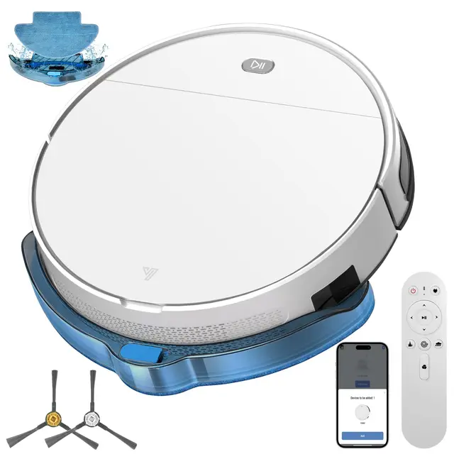 2026 Robot Aspirateur Laveur, 2 en 1 Aspirateur Robot 5500Pa Mince Connecté avec WiFi/Alexa/App, 3 Modes de Nettoyage, Auto-Charge, Nettoyage Intelligent pour Poils d’Animaux et Poussière