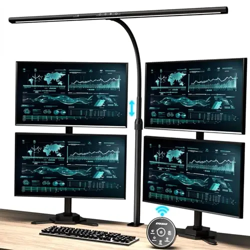 EYOCEAN Lampe de Bureau LED, Lampe à écran de soins oculaires, Gradation et températures de couleur réglables, Avec tige télescopique et fonction mémoire