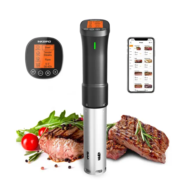 Inkbird ISV-200W Cuiseur Sous Vide WiFi,Cuiseur Oeuf Thermoplongeur Sous Vide Cooker 1000W,Calculateur d'Immersion Cuisinière Thermostat Réglable,Contrôle Précis pour Viande,Oeuf,Légumes
