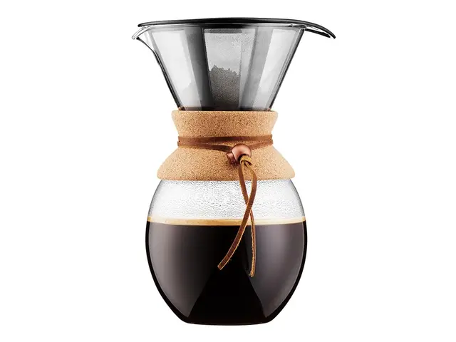 Bodum - 11593-109 - pour Over - Cafetière, Filtre Permanent Maille INOX, 12 Tasses - 1,5 L Liège