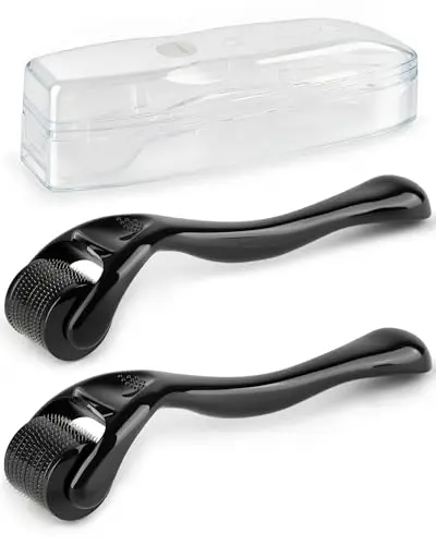 2 Pièces Derma Roller Cheveux, 0.5 mm et 1 mm 540 Aiguilles, les Soins du Visage, Stimuler la Croissance de la Barbe et Des Cheveux