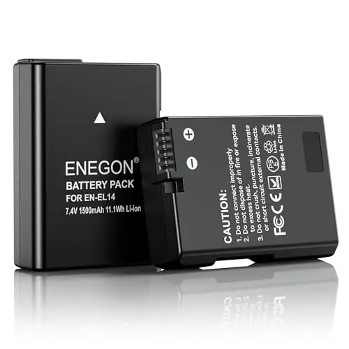 ENEGON EN-EL14 Batterie Li-ION Rechargeable pour Nikon en-el14/el14a D5600 D5100 D5200 D5300 D5500 D3100 D3200 D3300 D3400 D3500 Coolpix P7000 P7100 200P 7700 P7800 Appareil Photo numérique