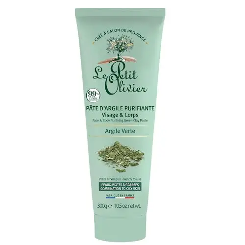 LE PETIT OLIVIER - Pâte d'Argile Purifiante - Argile Verte - Visage & Corps - Purifie - Peaux Mixtes a Grasses - 99% d'Origine Naturelle - Fabriqué en France - 300g