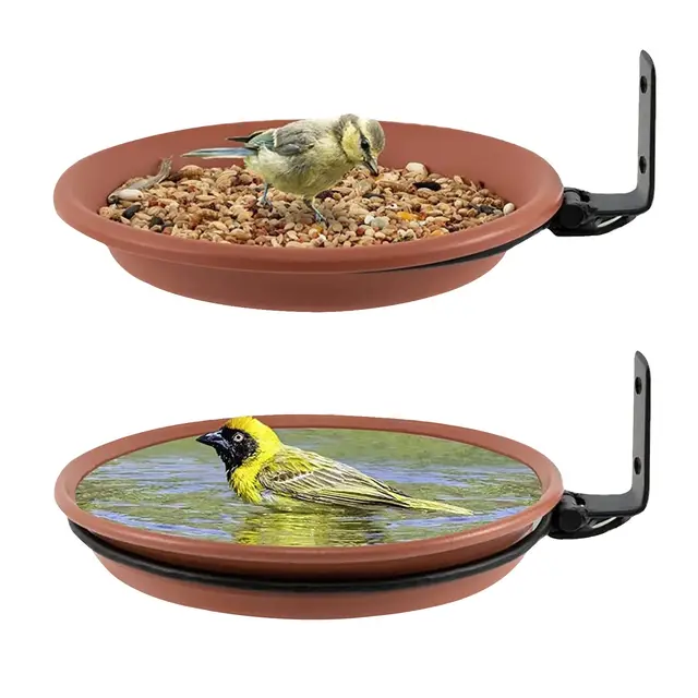 2 PCS Abreuvoir Oiseaux, Suspendre Mangeoire Oiseaux Exterieur Et Bain d'oiseaux, Abreuvoir pour Balcon, Distributeur Nourriture pour Oiseaux Sauvages, Baignoire Oiseaux (Brun)