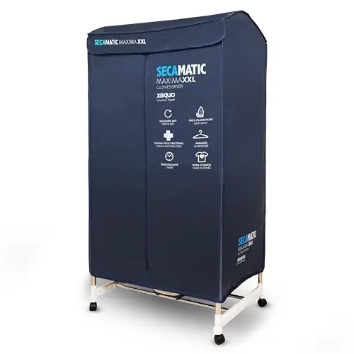 Sèche-linge par ventilation 1200 W, capacité de séchage 15 kg et 30 kg d'étendoir et d'armoire Minuterie 180 min, silencieux, multifonction Secamatics Maxima XXL