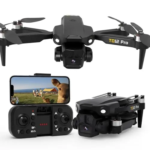 Toladrone TD12PRO Mini Drone avec Caméra pour Débutants, Drones Pliables pour Adultes Moteur sans Balais 3 Modes de Vitesse Positionnement Optique Quadricoptère RC avec Étui de Transport
