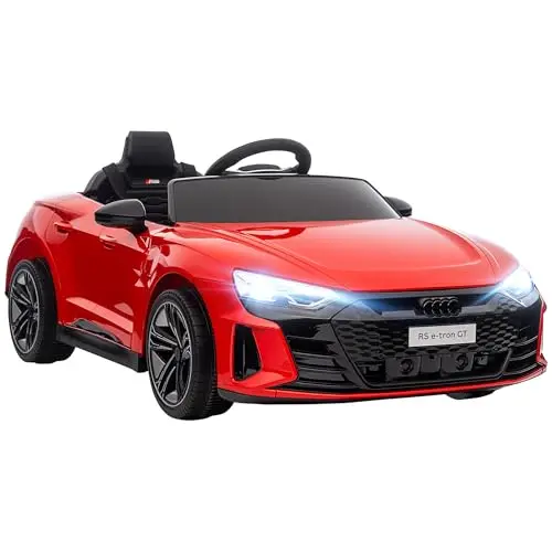 HOMCOM Voiture électrique Enfant 12 V - véhicule électrique avec télécommande parentale fournie - V. Max. 5 Km/h - Effets sonores, Lumineux - Audi RS E-tron GT Rouge