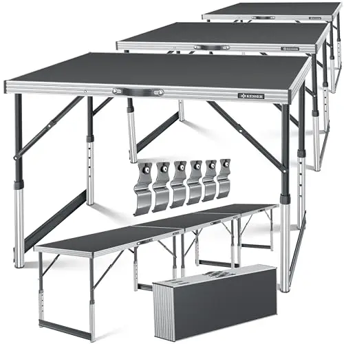 KESSER® Table Multifonctions Professionnelle 3 Pièces, 100 x 60 cm, à Tapisser 30 kg de Charge, Avec Fonction de Rallonge, Pliante, de Brocante et d'Appoint