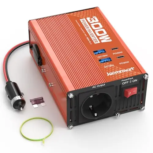 Convertisseur de Tension 300W, Inverseur à Onde Sinusoïdale Modifiée de 12V à 230V, Puissance de Crête 600W