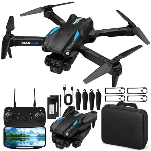 Drone avec Caméra 4K HD, Drone Pliable Pour Enfants, Vrille 3D, Décollage/Atterrissage À Un Bouton, Mode Sans Tête, Maintien d'Altitude, pour Enfants Ou Débutants, 2 Batteries