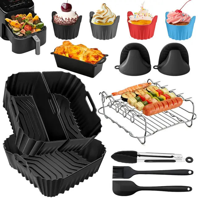 Moule Silicone Air Fryer pour Philips Série 2000 6.2L, Airfryer Accessoires Set pour Philips 6.2L NA230, Réutilisable Accessoires Airfryer avec Grille Racks/Muffin-/ Pain Moule etc