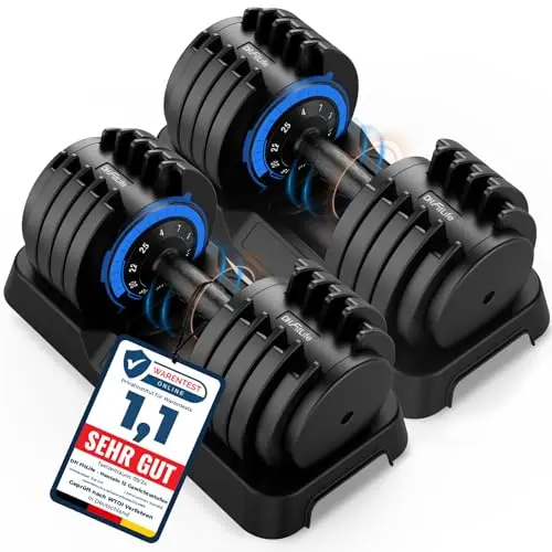 DH FitLife Haltères réglables, 12 kg/25 kg, 2,5 à 12 kg/4 à 25 kg, avec 10 niveaux de poids, poids variables 10 en 1