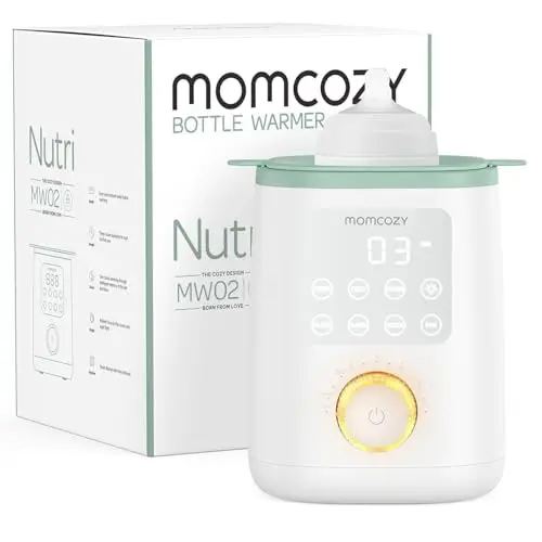 Momcozy Nutri Chauffe-Biberon, 9-en-1Chauffe Biberon avec Veilleuse, Contrôle Précis de la Température, Préserve les Nutriments du Lait Maternel, Compatible avec Tous les Biberons et le Lait Infantile
