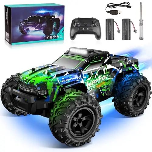 Voiture Télécommandée – 1:18 RC Voiture Buggy 25KMH+ 2.4GHz Voiture Rc Truck avec Spray Tout Terrain avec 2 Batteries Rechargeable 2WD Jouet Hors Route pour Enfants Et Adultes – Vert