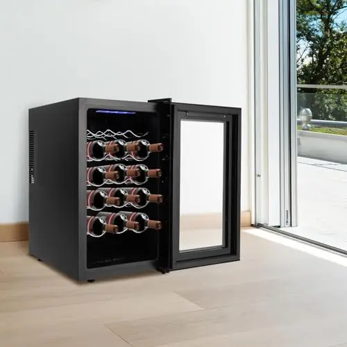 Réfrigérateur de boissons, réfrigérateur à vin avec température réglable, réfrigérateur à vin, gestion de la cave à vin contrôlée par température de 25 à 20 °C (18 bouteilles)