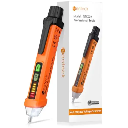 Neoteck Détecteur de Tension Sans Contact 12-1000V, Test de Fil de Phase/Neutre, Buzzer Sonore & Lumineux, Lampe de Poche, AC 50-500Hz, Stylo Testeur de Tension NCV