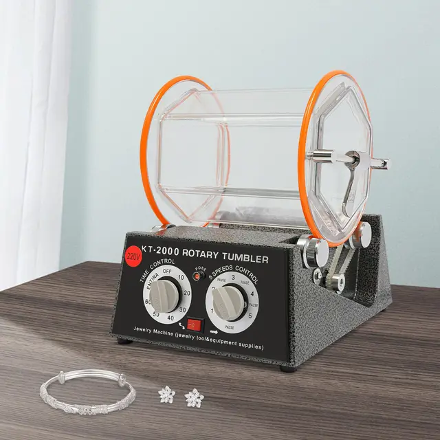 Tambour de polissage pour bijoux - Polisseuse de surface rotative 150 W - Tumbler rotatif - Temps et vitesse de rotation réglables - Pour or, argent, etc