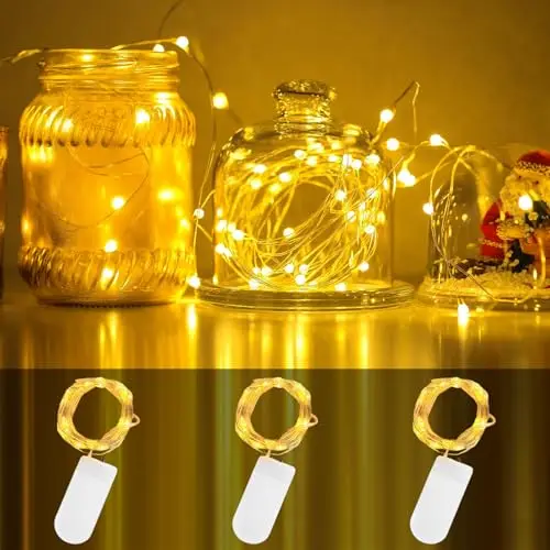 CNMTCCO Guirlande lumineuse, 3 pièces 2M 20 LED Guirlande lumineuse d'intérieur, Guirlande lumineuse à piles pour décoration de Noël, Saint-Valentin, mariages, guirlande de Noël et fêtes