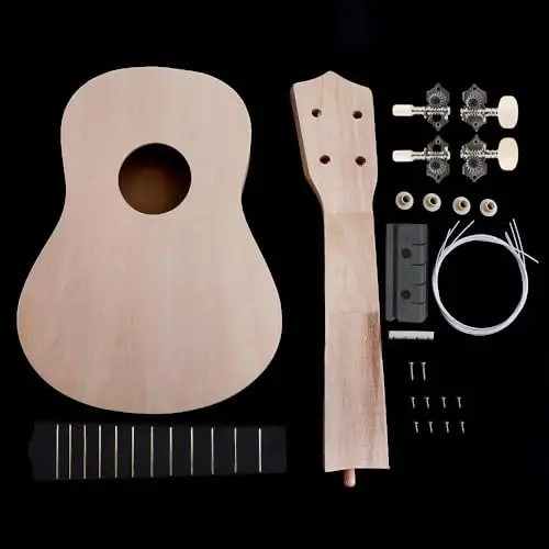 Ukulélé 53,3 cm en kit à monter soi-même - Ukulélé soprano hawaïen en kit avec outils de montage pour amis, famille, amateurs