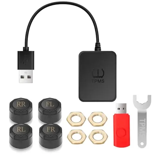 Système de surveillance de la pression des pneus de voiture avec chargement USB, pour affichage de navigation Android, outil de surveillance de la pression des pneus TPMS universel avec 4