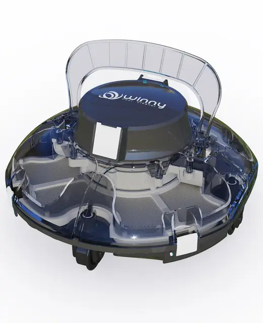 WINNY POOL CLEANER Winny 200 – Robot Piscine sans Fil, Double Filtration, Stationnement Automatique, Autonomie 80 Min, pour Piscines Hors-Sol 60 M², Compact Et Léger(Noir Encre-Blanc)