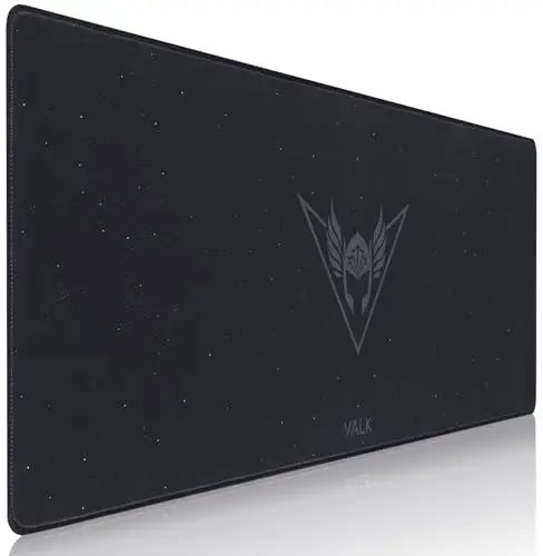 VALK Tapis de Souris Gamer 800x300x3mm, Mousepad Gaming XXL Tissu HD Doux, Précision et Vitesse, Base Antidérapante, Bords Cousus, Compatible avec Souris Laser et Optique (Noir)
