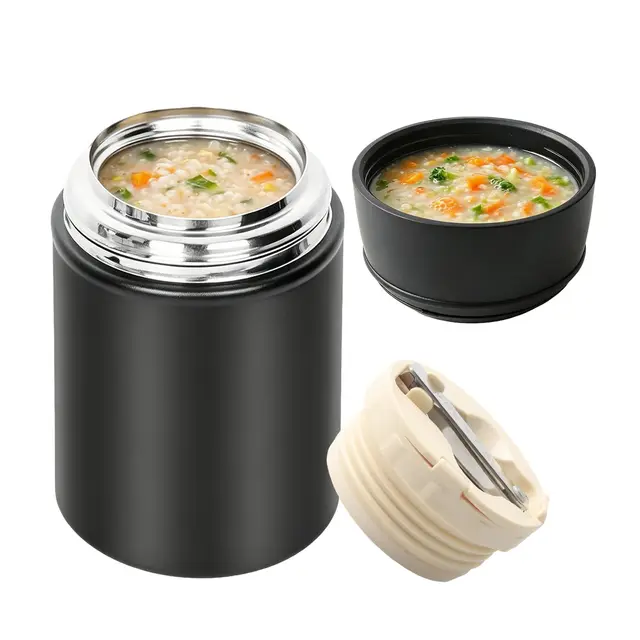 Récipient isotherme pour aliments, 500 ml, en acier inoxydable, avec couvercle à boucle et cuillère, gobelet isotherme, boîte à repas thermique, anti-fuite, pour adultes