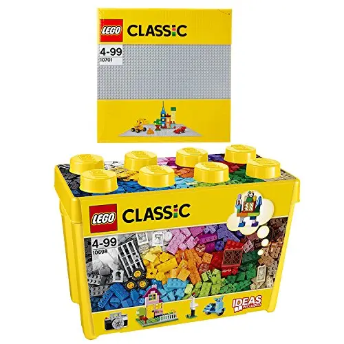 Lego Classic Lot de 2-10698 Grande boîte de Briques + 10701 Grande Plaque de Base Grise