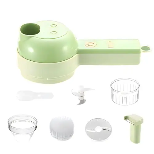 Elektrischer schneider - 18cm Mini Küchenmaschine | 4-in-1 Kabelloser Zwiebelhacker Und, Tragbarer Hand-Zerkleinerer Für Knoblauch Ingwer Und Fleisch Mit Reinigungsbürste