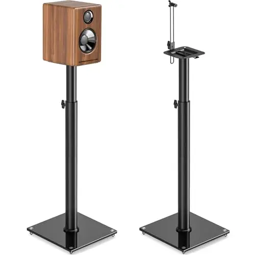 Support Enceintes 5Rcom Réglable en Hauteur pour Enceintes Satellite & Bibliothèque, Lot de 2, Charge Max 5kg par Support, Design élégant, Montage Facile, Gestion des Câbles