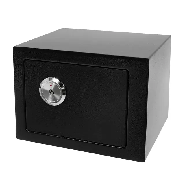 Coffre-fort avec clé, 4,6 l, mini coffre-fort avec serrure pour la maison/le bureau, coffre-fort mural mécanique sûr pour argent, bijoux et passeport (23 x 17 x 17 cm)