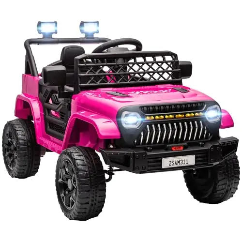 AIYAPLAY Voiture électrique Enfant, 4x4 Buggy électrique Enfant, avec télécommande 2,4Ghz, 2 Moteurs 12 V, Vitesse réglable, Port USB, Musique, klaxon, lumières LED, Noir