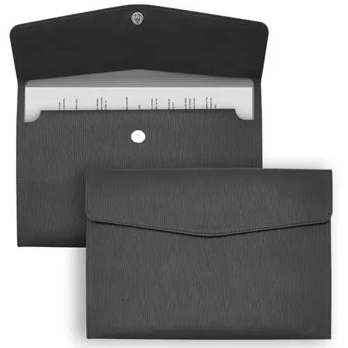 2 Pièces PU Porte Documents A4, étanche Portefeuille classeur en cuir PU avec fermeture magnétique, idéal pour le travail, les études et les voyages (Noir)