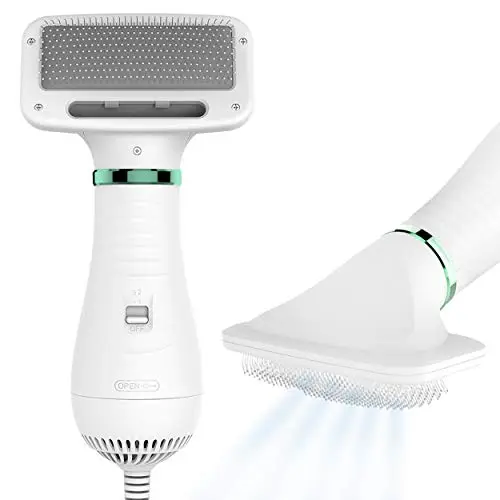 Sèchoir pour Chien et Chats 2 en 1 | Séchoir Pulseur Portable et Silencieux avec Brosse à Lisser | Température Ajustable | pour Chiens et Chats Petits et Moyens
