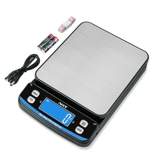 Balance postale ACCT 110lb - Balance d'expédition de haute précision avec fonctions de tare, de comptage et de maintien, parfaite pour les envois postaux, les colis et les lettres, avec ruban adhésif