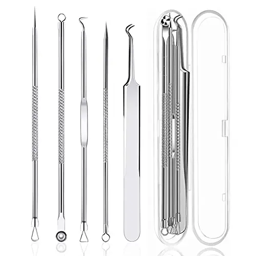 Tire Comedon Point Noir Extracteur de Comédons Perce Bouton Blackhead Remover Set, Aiguille,Acier inoxydable