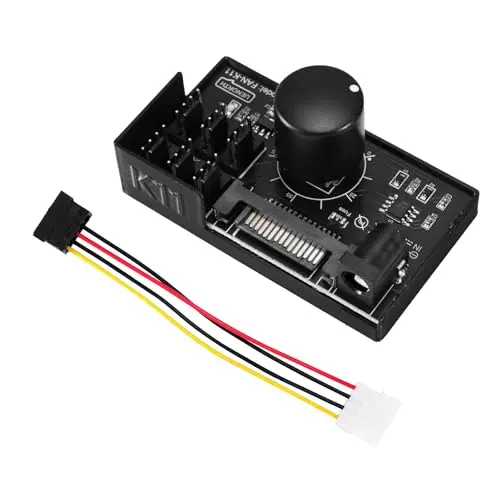 Contrôleur de Ventilateur PWM Binghe PWM Contrôleur de Vitesse du Ventilateur 1 à 6 12V 4 Pin avec Câble Hub pour Ventilateur PC avec connecteurs d'alimentation SATA et DC 5525 pour 6 Ventilateurs