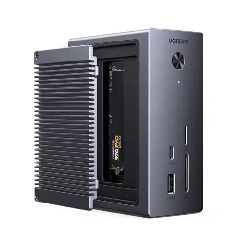 UGREEN Revodok Pro Station d'accueil avec Boîtier SSD M.2 NVME 10 en 1 Docking Station Hub USB C HDMI 4K 60Hz Multiport USB Data 10Gbps PD 100W Charge Adaptateur Ethernet Gigabit Lecteur Carte SD TF