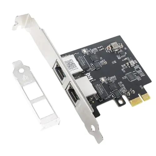 QSFPTEK 2.5Gbase-T Carte Ethernet (2 Port), 2.5 Gigabit Carte réseau PCI-e à Double Port RJ45 avec Realtek RTL8125B pour Windows 11/10/8/7, Windows Server, Linux System