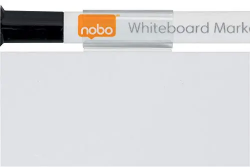 Nobo - Mini Tableau Blanc Magnétique, Effaçable à Sec, Sans Cadre, Fixations Murales, Porte-Marqueur Intégré, Maison/Bureau, 140 x 360 mm, Blanc, 1903764